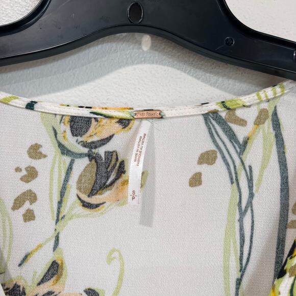 Free People Floral Boho Blouse Size S Long Sleeve Flowy Tunic Top - Picture 7 of 10